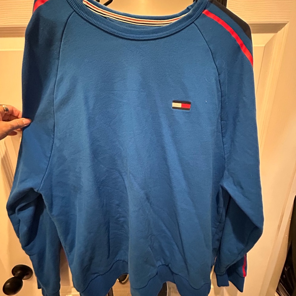 Tommy Hilfiger Blue Crewneck with Red and White Trim